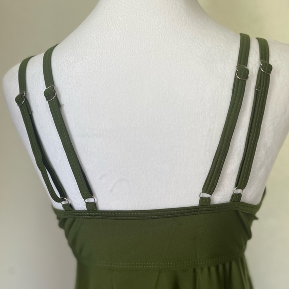 NWT Two Piece Tankini Bathing Suit Adjustable Straps Boy shorts Olive Green Md - Picture 8 of 12